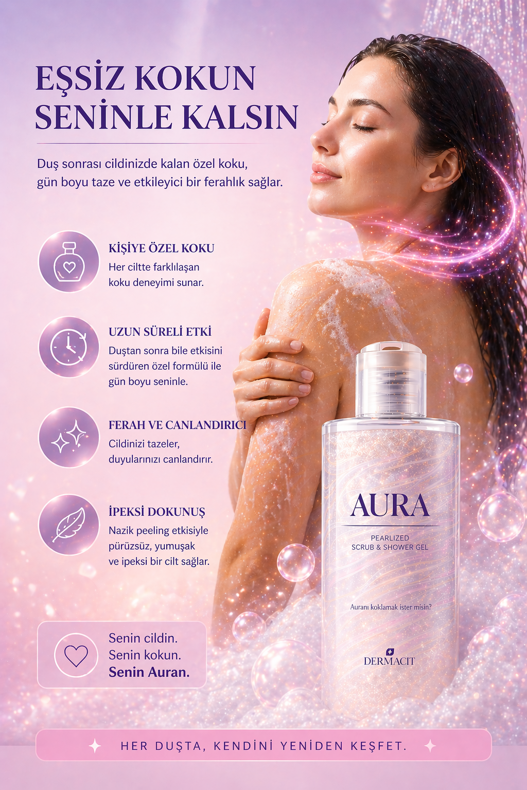 Aura Premium Duş Jeli Her Ciltte Farklı Kokan Özel Koku Deneyimi
