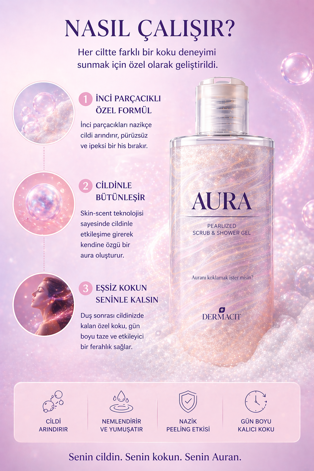 Aura Premium Duş Jeli Her Ciltte Farklı Kokan Özel Koku Deneyimi