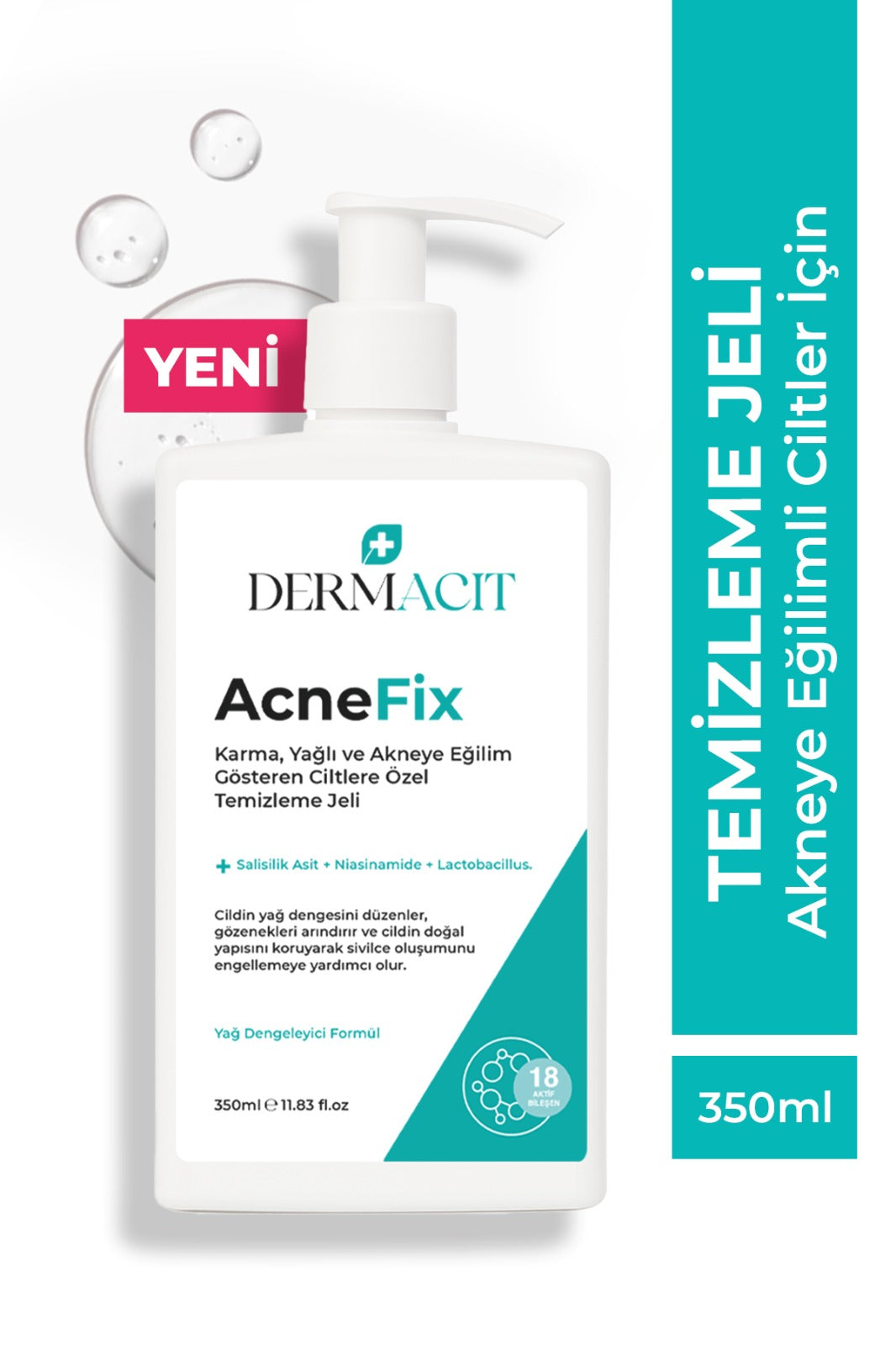 AcneFix Karma, Yağlı ve Akne Eğilimli Ciltler İçin Yüz ve Vücut Temizleme Jeli 350 ml